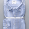 Eterna Lange Mouw Overhemd Modern Fit Soft Tailoring Oxford Blauw/Wit Gestreept
