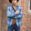 Harris Tweed Jacket Jeans Blauw 612