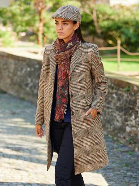 Harris Tweed Coat Ferry Reefer Coat Navy Plain Black Tie