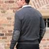 Pullover lambswool  Charcoal met Harris Tweed details Charcoal - Afbeelding 2