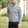 Pullover lambswool Cloud Grey met Harris Tweed details Grijs - Afbeelding 2