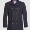 Harris Tweed Coat, Ferry Reefer Coat - Navy Plain