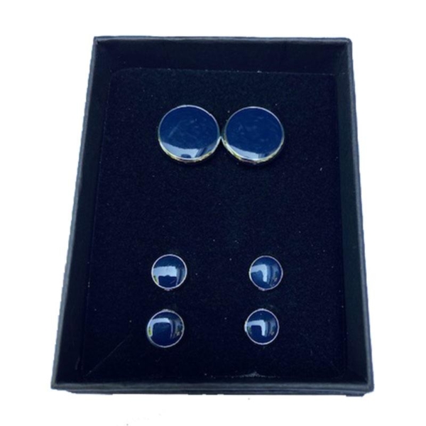 Knopen set Blauw emaille met Zilver