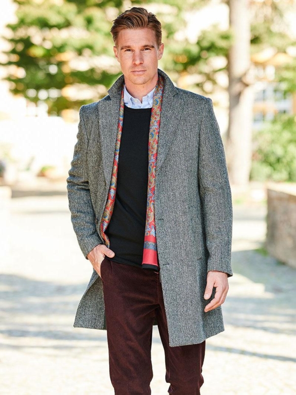 Harris Tweed Overjas, Grijs Visgraat - Afbeelding 2
