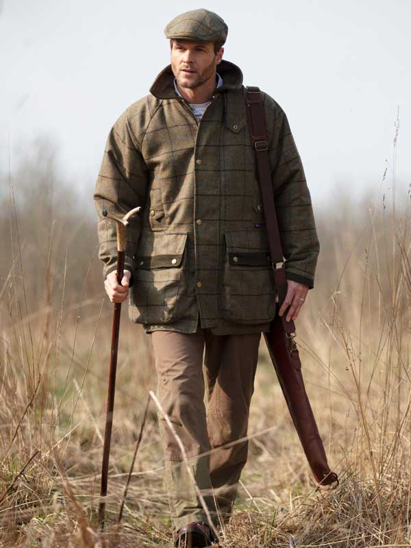 Shooting Jacket, Moon Tweed Castleton Green - Black Tie