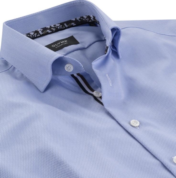 Olymp Signature Overhemd Structuurtje Licht Blauw - Afbeelding 2