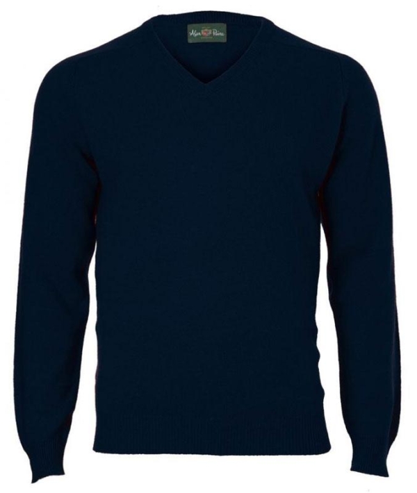 Alan Paine Lamswol Pullover V-hals, Updated Fit - Navy - Afbeelding 4