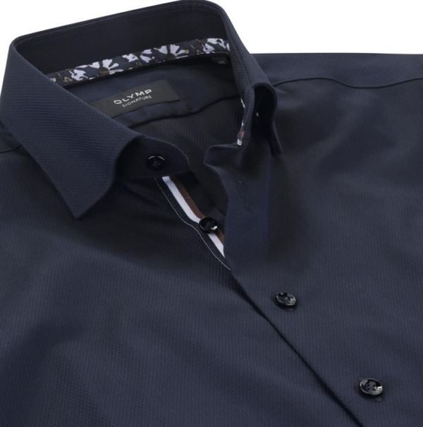 Olymp Signature Overhemd Structuurtje Donker Blauw - Afbeelding 2