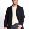 Harris Tweed Coat, Ferry Reefer Coat - Navy Plain - Afbeelding 2