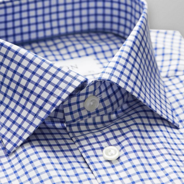 Blue & white check stretch shirt - Afbeelding 2