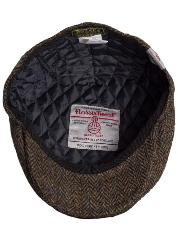 Flat Cap 670 Harris Tweed Brown Herringbone with Overcheck - Afbeelding 2