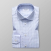 Sky blue check stretch shirt