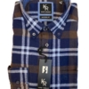 Shirt King's Road, Blauw Bruin Ruit, Zware Flannel