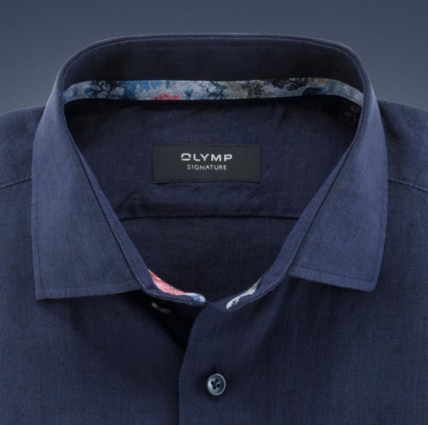 Olymp Signature Overhemd Linnen Donker Blauw - Afbeelding 3