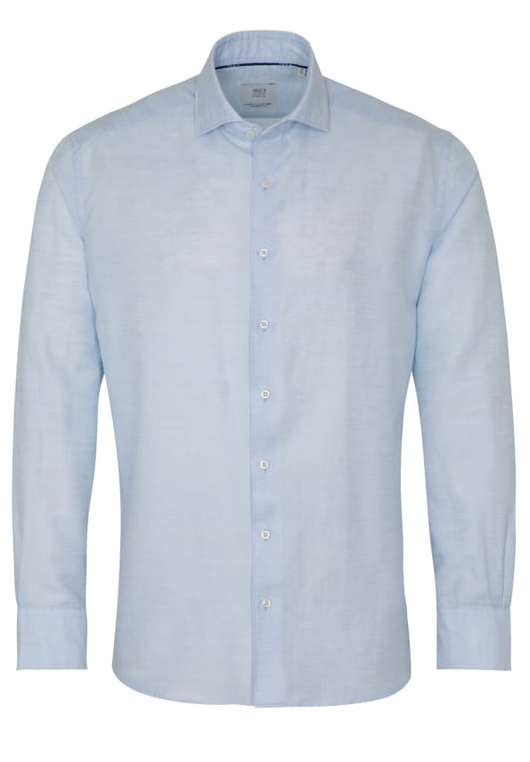 Eterna Lange Mouw Overhemd Modern Fit Soft Tailoring Twill Licht Blauw - Afbeelding 5