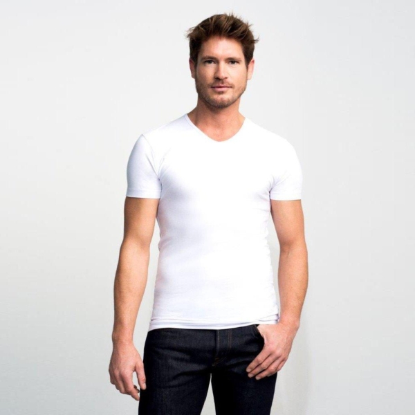 T-shirt, stretch V-hals, 2 pack - Afbeelding 2