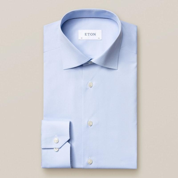 Blue plain poplin shirt