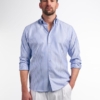 Eterna Lange Mouw Overhemd Modern Fit Soft Tailoring Oxford Blauw/Wit Gestreept - Afbeelding 4