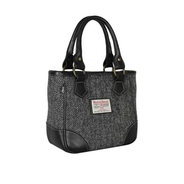 Harris Tweed York Handbag Charcoal Herringbone