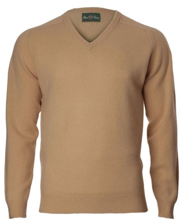 Alan Paine Lamswol Pullover V-hals, Updated Fit - Camel - Afbeelding 4
