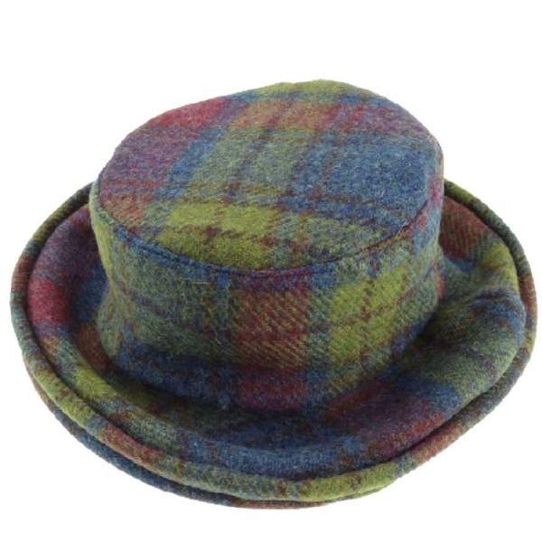 Harris Tweed Ladies One Size Cloche Hat in Multi colour Tartan